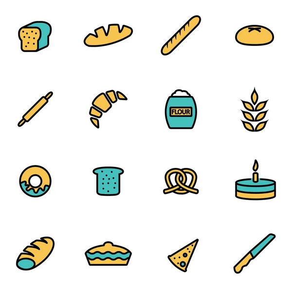 Trendy flat line icon pack for designers and developers. Vector line bakery icon set — Stock Vector