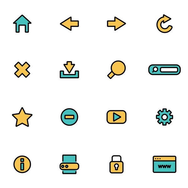 Paquete de iconos de línea plana de moda para diseñadores y desarrolladores. Conjunto de iconos de navegador de línea vectorial — Vector de stock