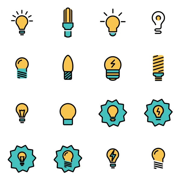 Trendy flat line icon pack for designers and developers. Vector line bulbs icon set — Stock Vector