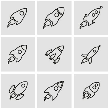 Vektör hat roket Icon set