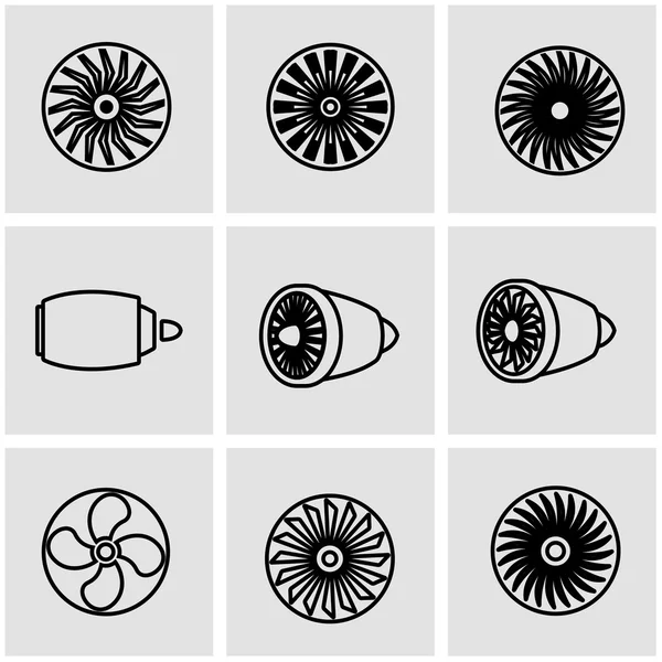 Conjunto de iconos de turbinas de línea vectorial — Vector de stock