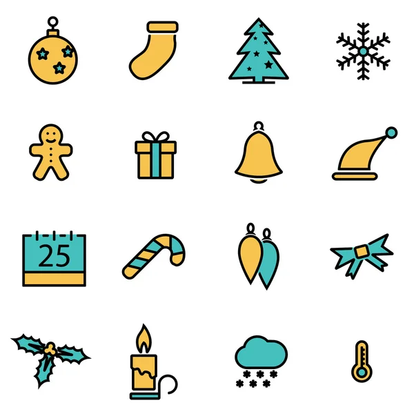 Trendy flat line icon pack for designers and developers. Vector line christmas icon set — Stock Vector