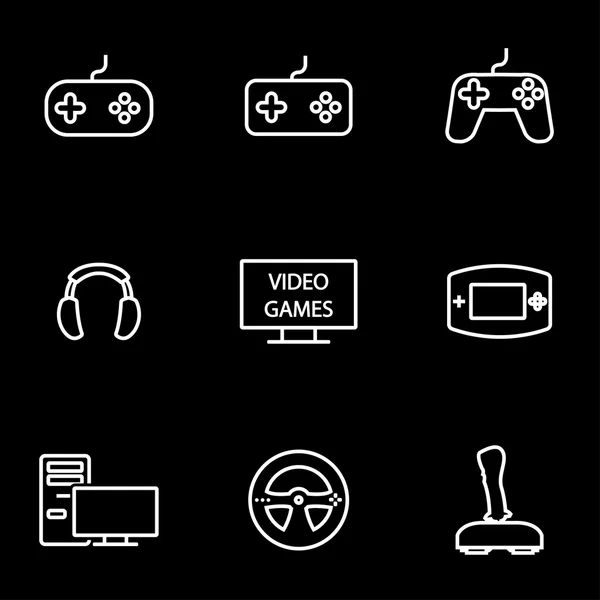 Conjunto de ícones de jogos de vídeo de linha vetorial — Vetor de Stock