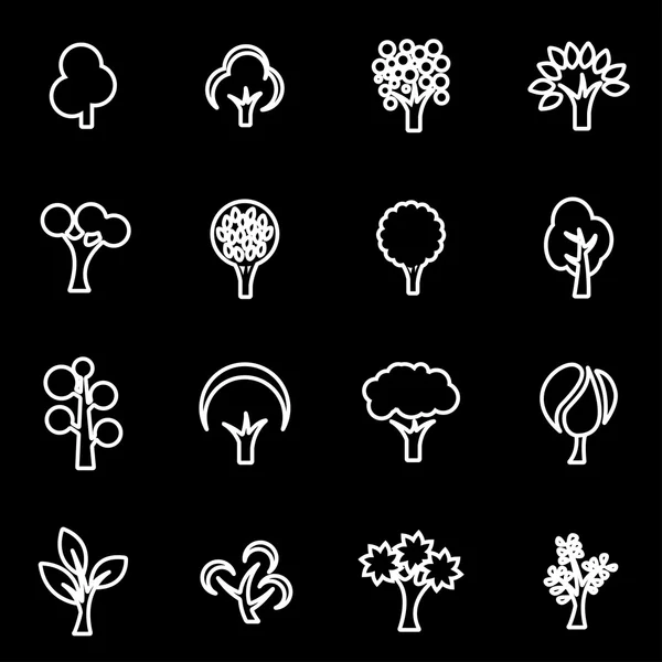 Conjunto de iconos de árboles de línea vectorial — Vector de stock
