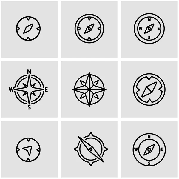 Vector line compass icon set — Stock Vector