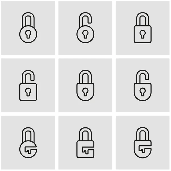 Conjunto de iconos de bloqueo de línea vectorial — Archivo Imágenes Vectoriales