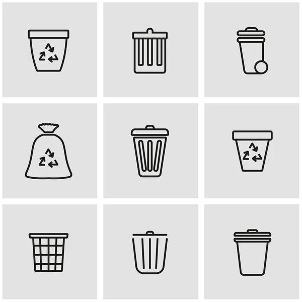 Vector line trash can icon set — Stockvector