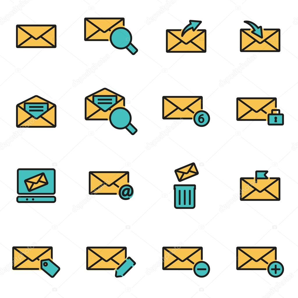 Trendy flat line icon pack for designers and developers. Vector line email icon set