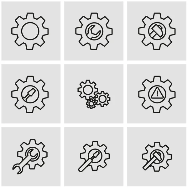 Vector line tools in gear icon set — Stock Vector