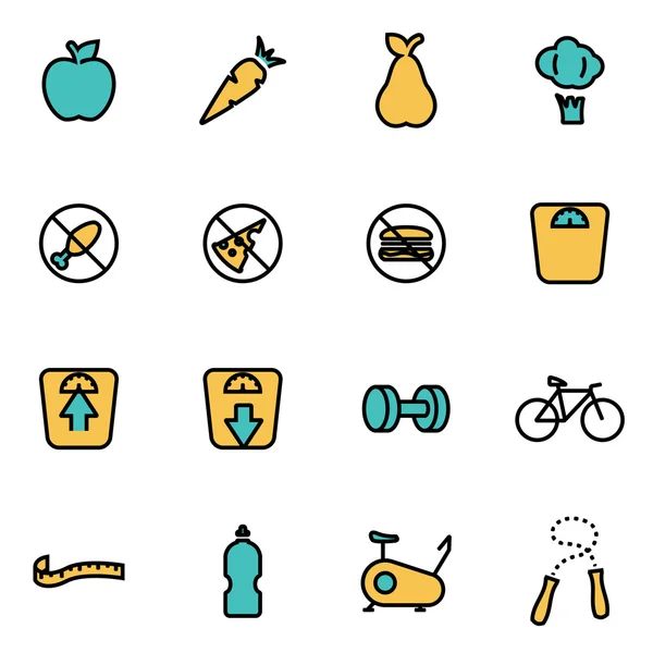 Paquete de iconos de línea plana de moda para diseñadores y desarrolladores. Vector línea dieta icono conjunto — Archivo Imágenes Vectoriales