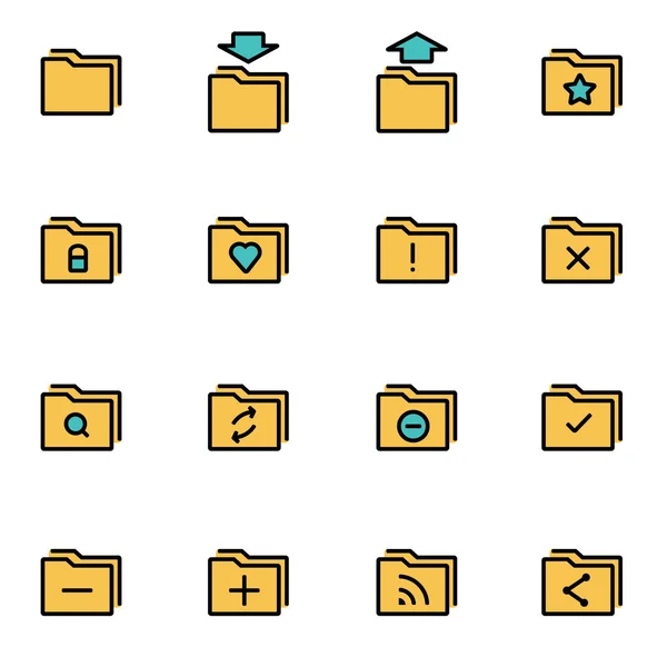 Trendy platte lijn icon pack voor ontwerpers en developers. Pictogram van de map vector lijnen instellen — Stockvector