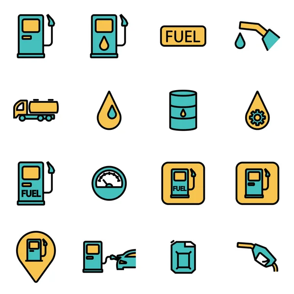 Trendy flat line icon pack for designers and developers. Vector line gas station icon set — ストックベクタ