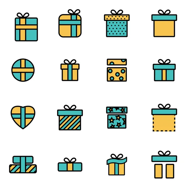 Pack d'icônes tendance pour designers et développeurs. Ensemble d'icônes cadeau ligne vectorielle — Image vectorielle