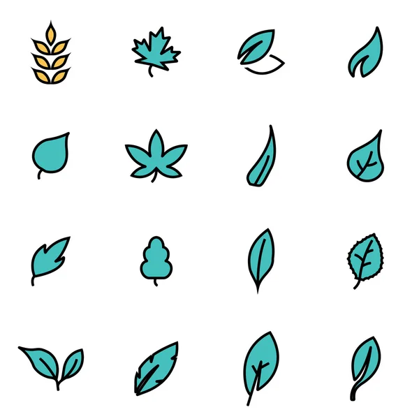 Trendy flat line icon pack for designers and developers. Vector line leaf icon set — Stock Vector