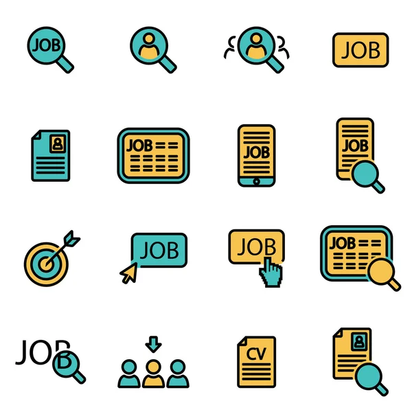 Trendy flat line icon pack for designers and developers. Vector line job search icon set — Stock Vector