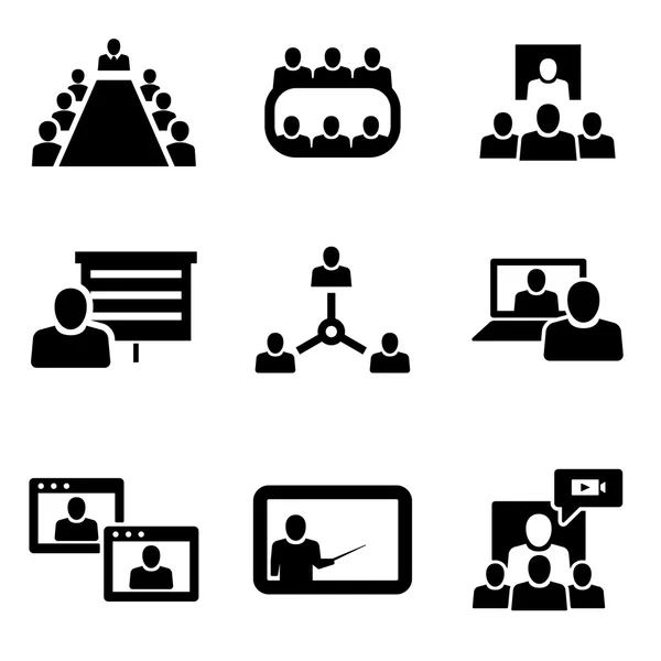 Vector conference icons set. Business communication — Stock Vector