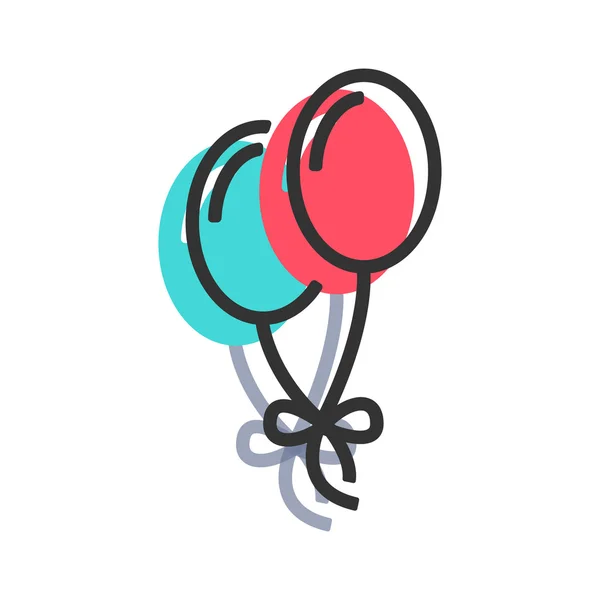 Vector lijn plat ballon pictogram — Stockvector