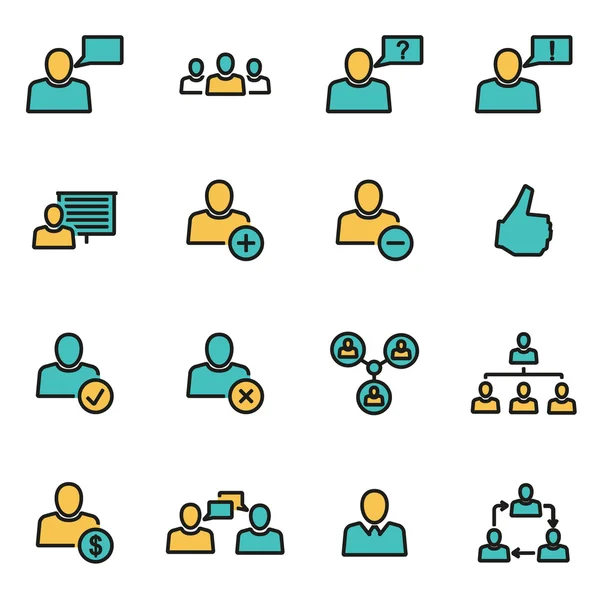 Paquete de iconos de línea plana de moda para diseñadores y desarrolladores. Línea vectorial conjunto de iconos de personas de oficina — Vector de stock