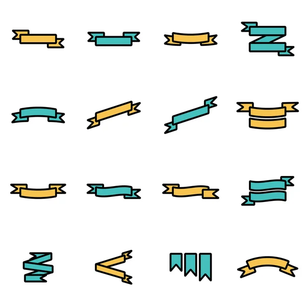 Trendy flat line icon pack for designers and developers. Vector line ribbon icon set — Stock Vector