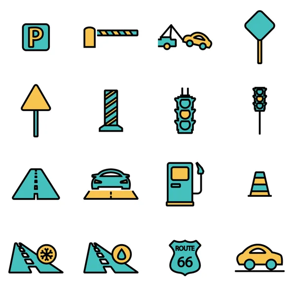 Paquete de iconos de línea plana de moda para diseñadores y desarrolladores. Vector línea camino icono conjunto — Vector de stock