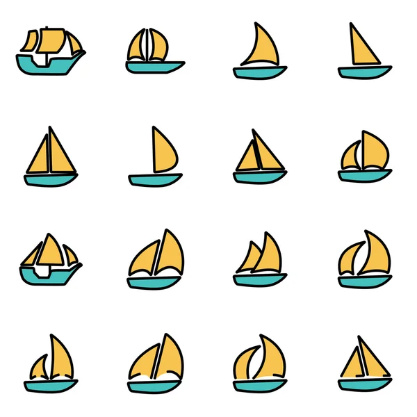 Trendy flat line icon pack for designers and developers. Vector line sailboat icon set — Stock Vector