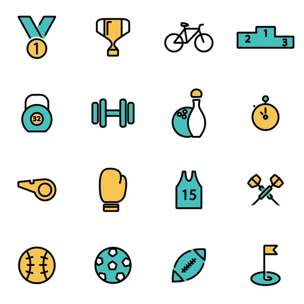 Trendy flat line icon pack for designers and developers. Vector line sport icon set — Stock Vector