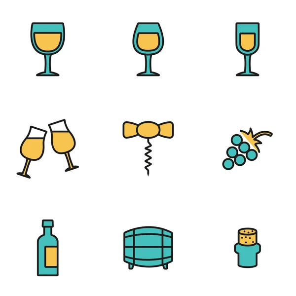 Trendy platte lijn icon pack voor ontwerpers en developers. Vector lijn wijn icon set — Stockvector