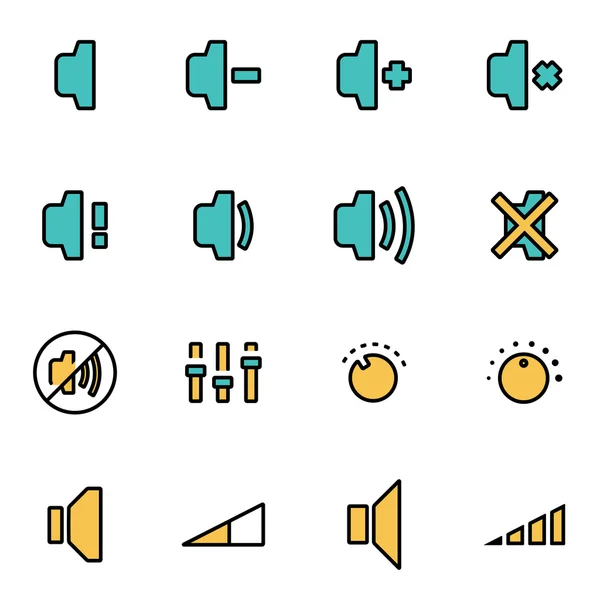 Trendy platte lijn icon pack voor ontwerpers en developers. Pictogram set voor vector lijn luidspreker — Stockvector