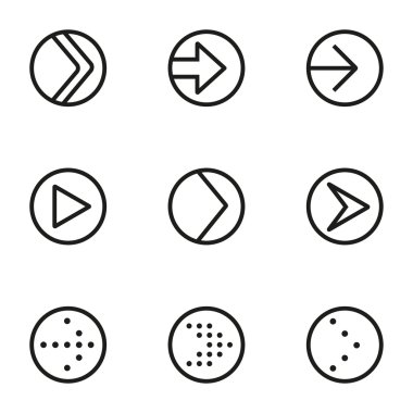 Vektör çizgisi ok daire simgeleri kümesi.