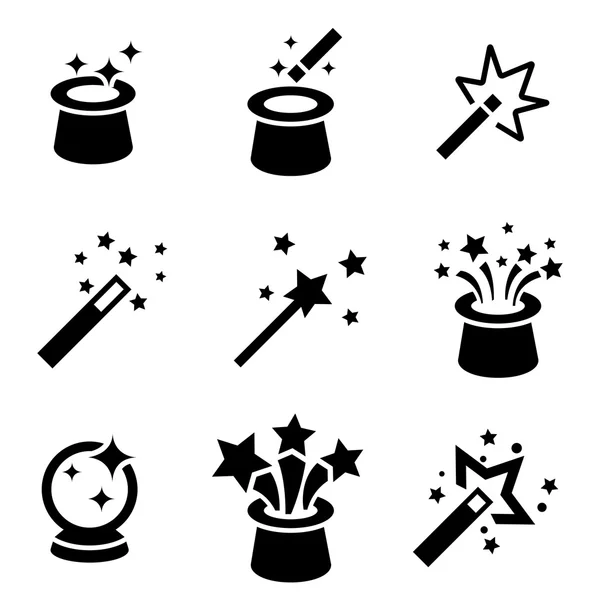 Vector zwarte magie icons set. — Stockvector