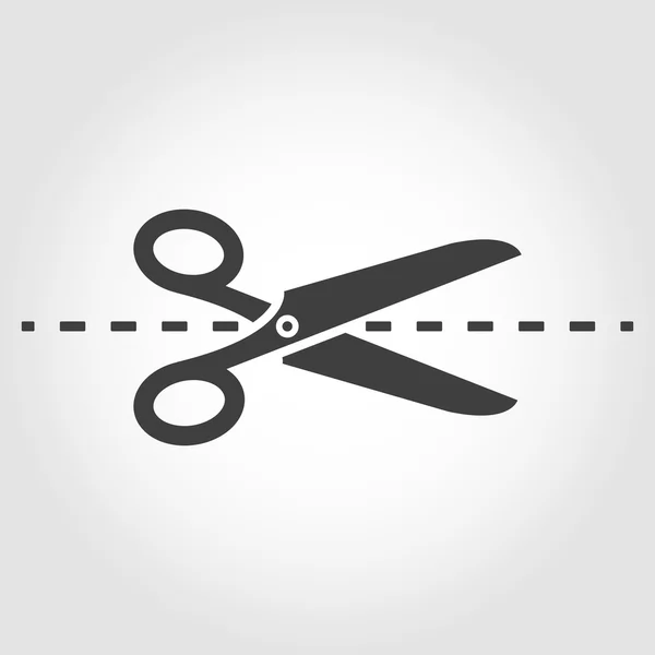 Vector zwart scissorsicon met cut line icoon — Stockvector
