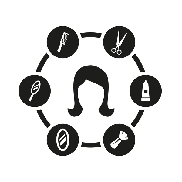 Conjunto de iconos de barbero negro vector — Vector de stock