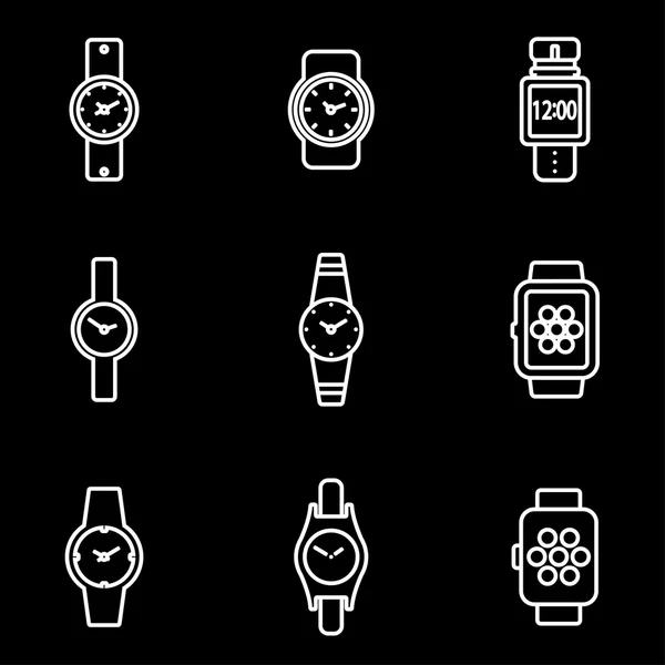 Vektor Linie Armbanduhr Icon Set — Stockvektor