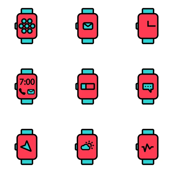 Vektor flache Linie Smart Watch-Symbol — Stockvektor