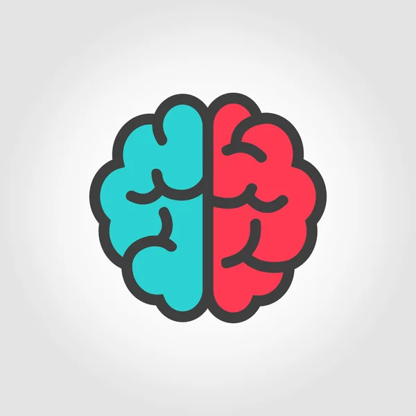 Vector plano línea de color icono del cerebro . — Vector de stock