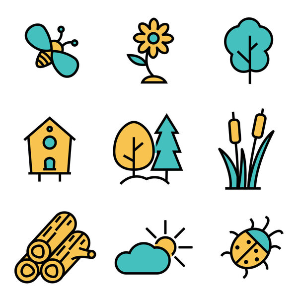 Набор иконок векторной плоской линии
