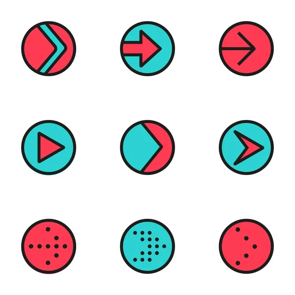 Conjunto de ícones de círculo de seta de linha de cor plana vetorial . —  Vetores de Stock