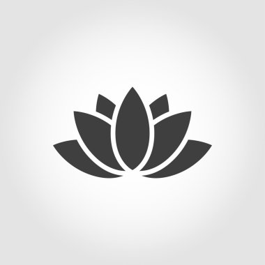 Gri arka planda vektör siyah nilüfer simgesi. 