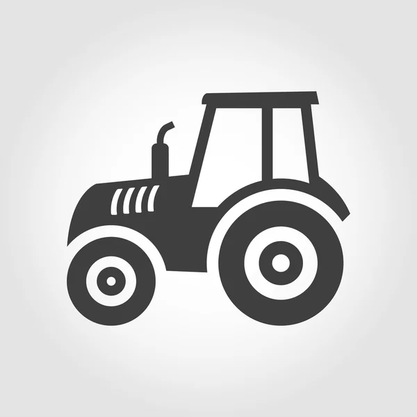 Vector balck tractor ícone no fundo cinza — Vetor de Stock