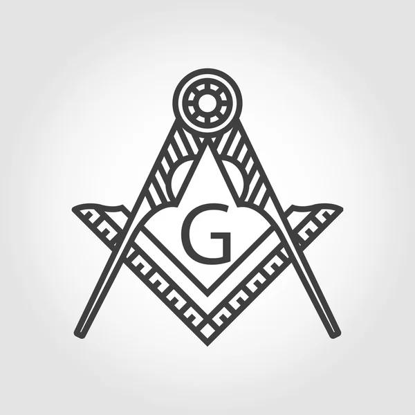 Vector grey masonic freemasonry emblem icon — Stock Vector