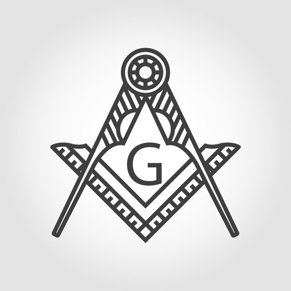 Vector grey masonic freemasonry emblem icon