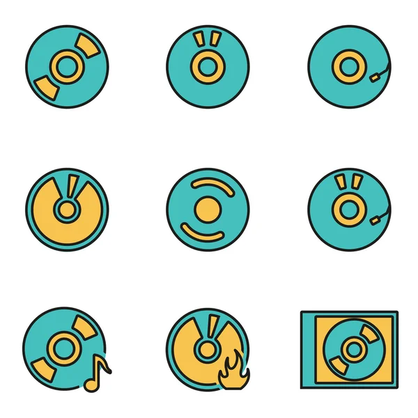 Trendy flat line icon pack for designers and developers. Vector line cd icon set — Stock Vector