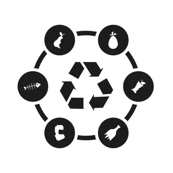 Ensemble d'icônes poubelle noir vectoriel — Image vectorielle