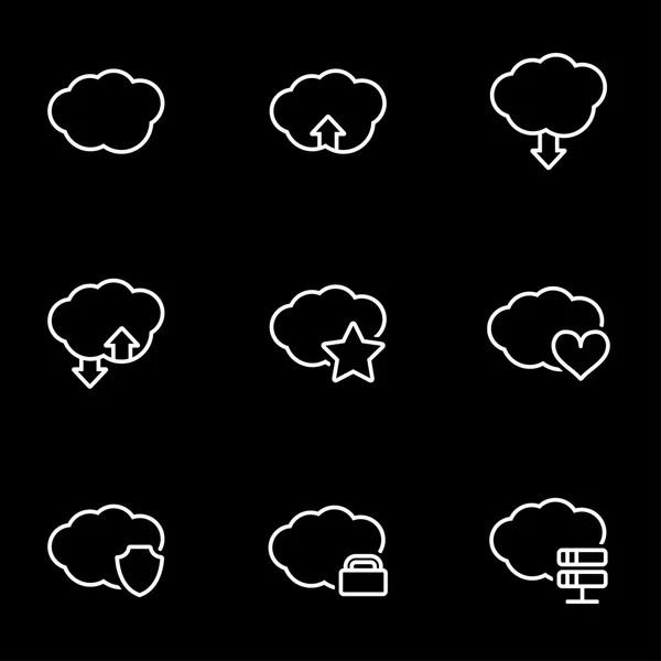 Línea vectorial conjunto de iconos de nube — Archivo Imágenes Vectoriales