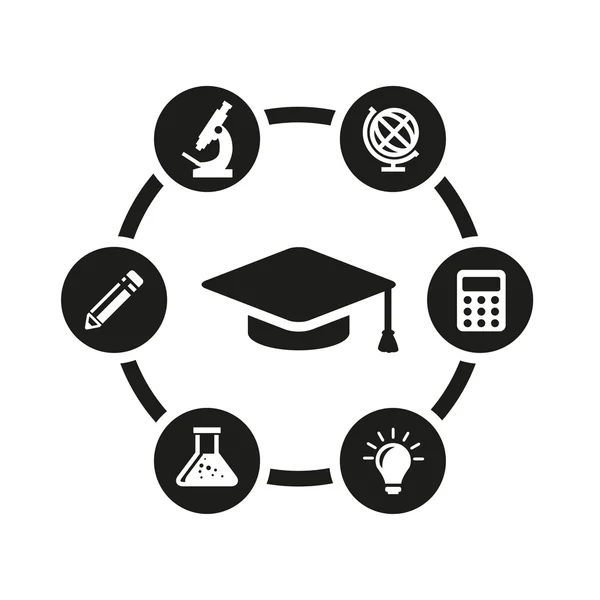 Conjunto de iconos de educación negra vectorial — Vector de stock