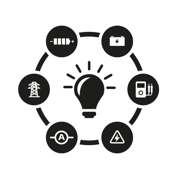 Wektor czarny elektryczność ikona zestaw — Wektor stockowy