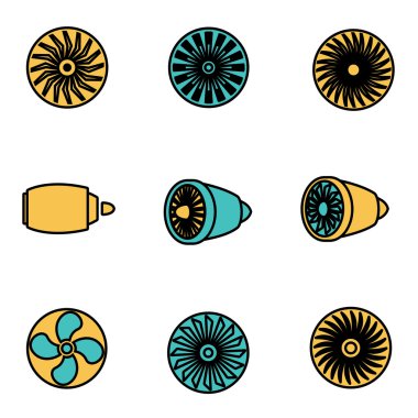 Trendy düz çizgi Icon pack için tasarımcılar ve geliştiriciler. Vektör hat türbinleri Icon set