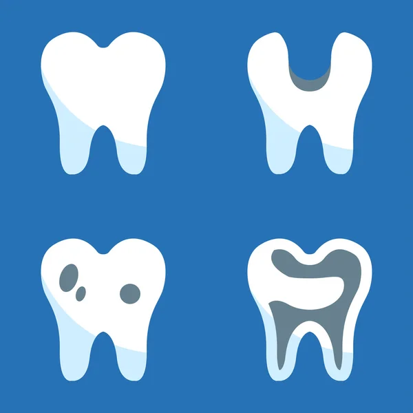 Vector white teeth icons set — Stock Vector