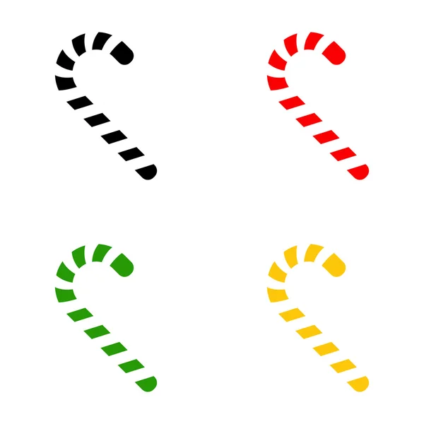 Vector color christmas candy cane icon symbol set — Stock Vector