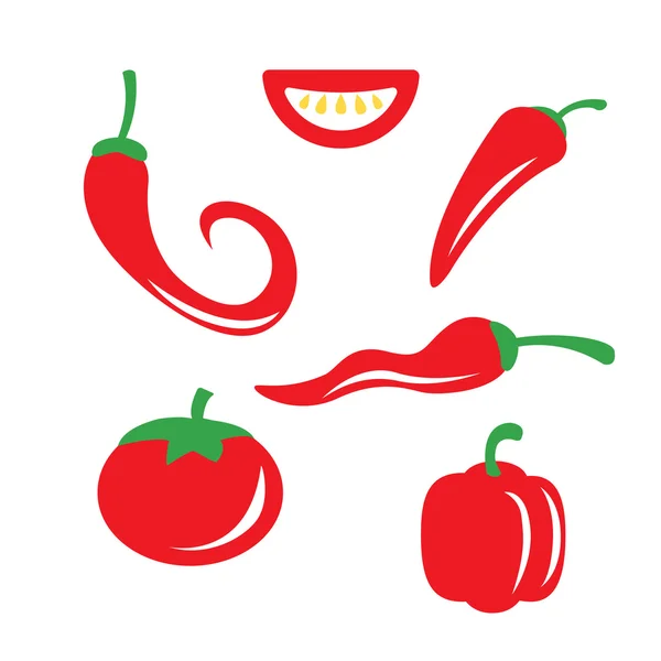 Ensemble d'icônes de piment rouge vectoriel — Image vectorielle
